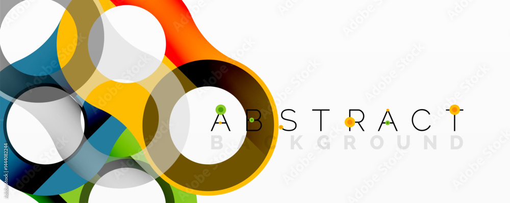 Fototapete Bright overlapping circles create modern abstract design. Colors blend, forming dynamic visual composition. Simple, clean aesthetic.