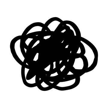 Abstract doodle art black and white chaotic scribble drawing illustration hand drawn design element vector 100x100 silhouette