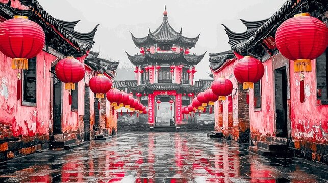 Red Lanterns and Ancient Chinese Architecture
