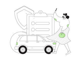 Buy insurance for car flat character vector concept operation illustration
