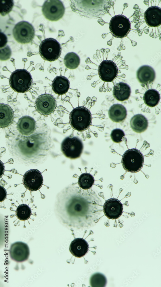 Poster a close up of many small black and white dots. the dots are clustered together and appear to be in a