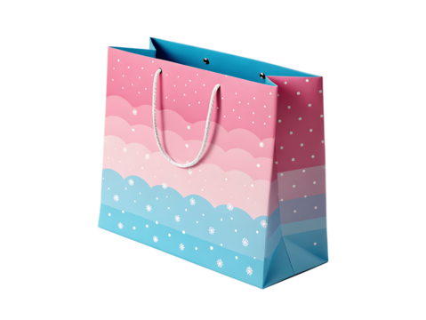 pink blue shopping bag isolated on white background