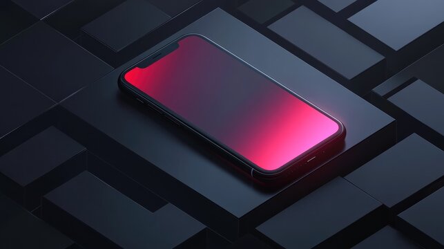 Modern smartphone on dark geometric background