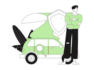 Buy insurance for car flat character vector concept operation illustration
