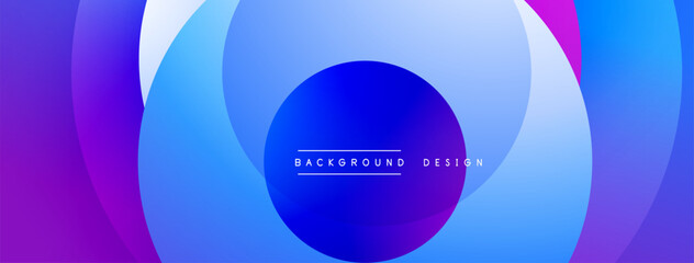 Abstract circles overlap, creating vibrant blue, purple gradients. Modern design element suitable for backgrounds, presentations. Simple, clean aesthetic.