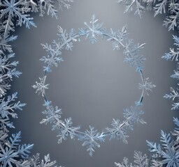 Elegant silver & blue snowflake border, perfect for winter cards ,  festive, snowflake