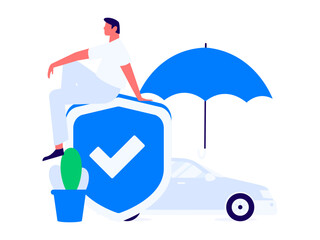 Buy insurance for car flat character vector concept operation illustration
