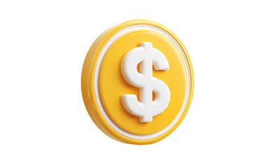 Obraz premium Yellow coin dollar sign illustration finance currency wealth investment isolated on transparent background