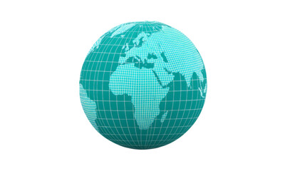 Global earth wireframe illustration world map geography continents africa isolated on transparent background