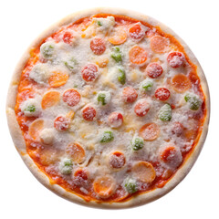 Thin Crust Pizza with Tomato Topping Isolated