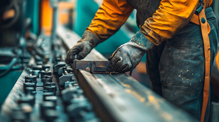 Worker Operating Industrial Machinery