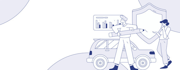 Buy insurance for car flat character vector concept operation illustration
