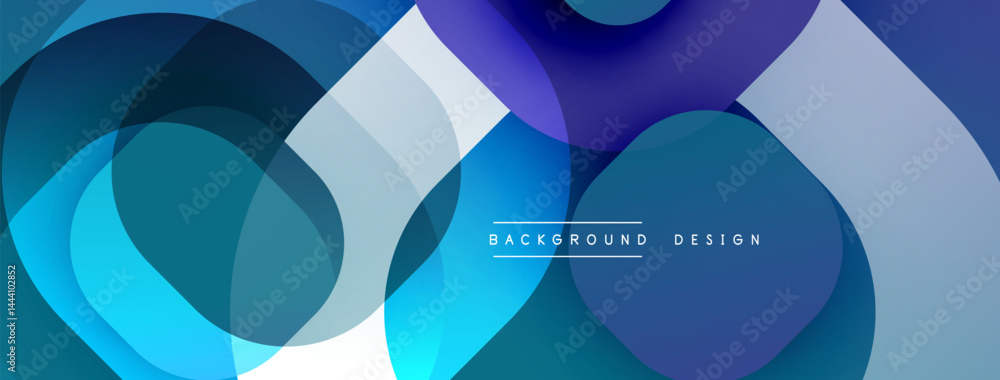 Fototapete Abstract circles overlap, creating dynamic blue, purple gradients. Modern design element for backgrounds, presentations.