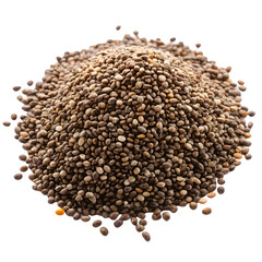 Raw Chia Seeds Cutout on Clean White Backdrop