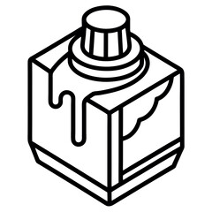 Ink Bottle with Drip Vector Illustration