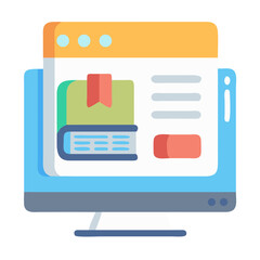 Fototapeta premium Online Education Platform Icon - Digital Learning, Education System, Study Resources