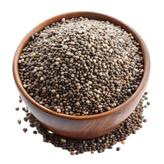 Chia Seeds Spread in Natural Pattern on White Background