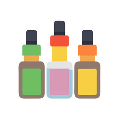 Set of colorful dropper bottles icon for essential oils, skincare serum, and aromatherapy design