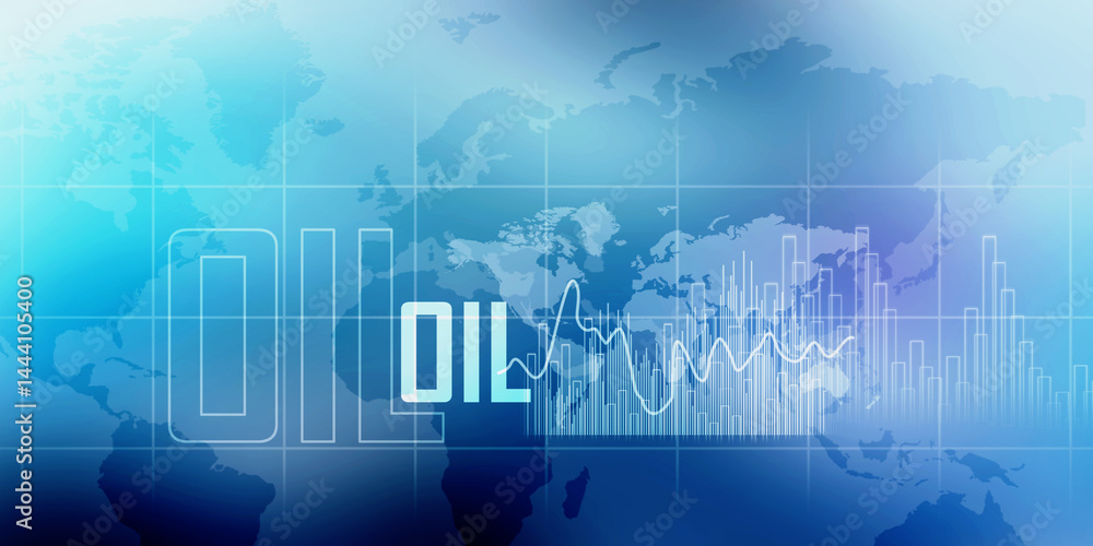 Poster 2d rendering oil text with graph