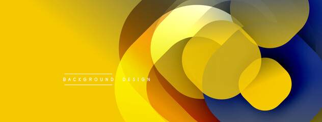 Abstract geometric shapes overlap. Yellow, brown, blue hues create dynamic composition. Modern design element for backgrounds.