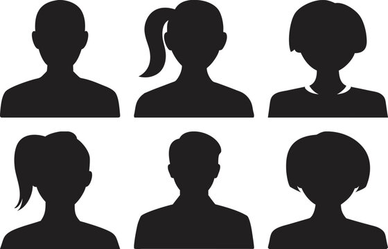Silhouette User Avatar Icon Set | Male and Female Profile Vectors | Anonymous People Icons | Digital User Graphics