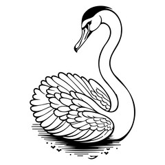 Elegant swan illustration showcasing refined lines and graceful composition in a minimalist style