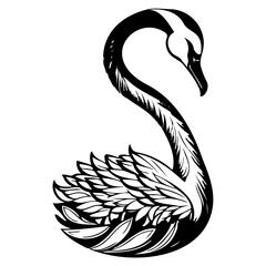 Elegant swan vector illustration with stylized feathers and curving neck