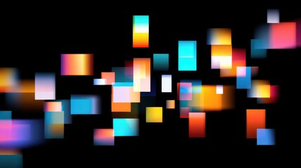 Vibrant Abstract Blur of Colorful Rectangles on Black Background
