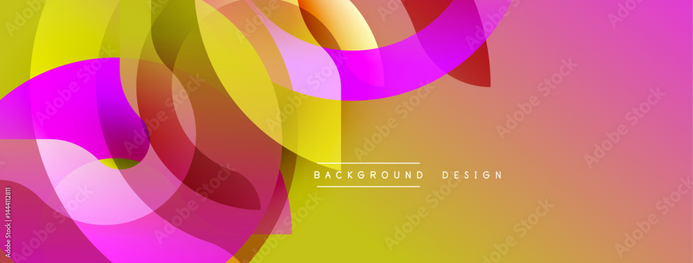 Poster Abstract colorful shapes overlap creating dynamic composition. Gradient hues blend smoothly, offering modern visual experience.