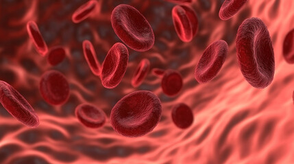 A close up of red blood cells in motion. Concept of urgency and the importance of blood flow in the body