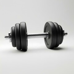 Fototapeta premium Black Dumbbell Isolated on Light Gray Background 