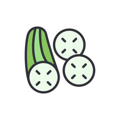 Cucumber colored icons, minimalist vector illustration ,simple transparent graphic element .Isolated on white background