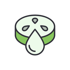 Cucumber slice colored icons, minimalist vector illustration ,simple transparent graphic element .Isolated on white background