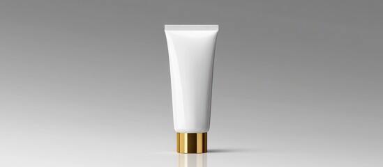 Elegant White Tube with Golden Cap: Premium Cosmetic Packaging Mockup