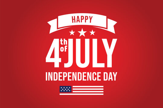 Handwritten brush lettering of 4th of July on white background. Happy Independence Day.	