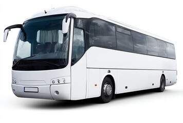 White bus on isolated background, representing travel and tour services