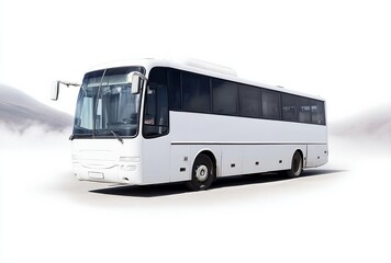 White bus on isolated background, representing travel and tour services