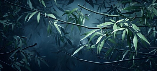 banyan bamboo in Delfts Blauw,ai generative