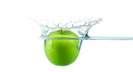 Granny Smith apple plunges into water