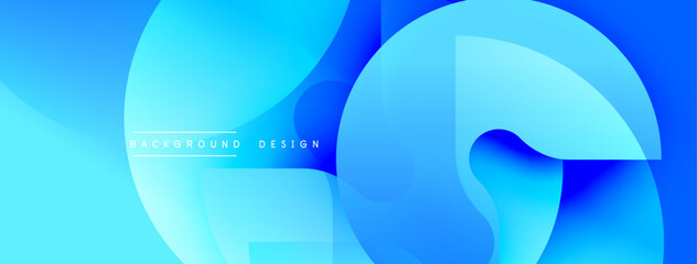 Abstract blue shapes overlap, creating dynamic gradient effect. Modern design suitable for backgrounds, presentations.