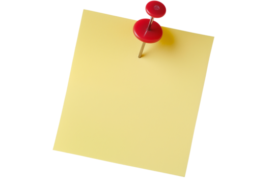 Yellow adhesive note with red pin