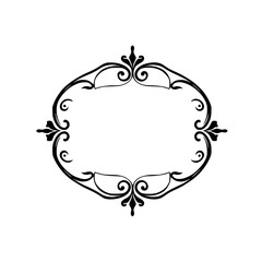 Elegant Ornamental Black Frame on White Background