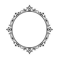 Ornate Oval Frame Silhouette in Black and White