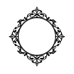 Elegant Black and White Decorative Ornate Frame, Circular Design