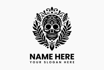 Stylized Floral Skull Vector Graphic. Day of the Dead Art