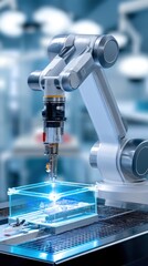 Fototapeta premium Advanced robotic arm in laboratory setting.