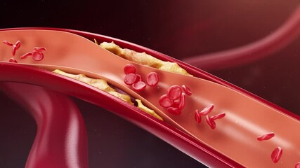 Blockage of blood vessels in the brain, thrombosis, stroke, 3D animation rendering