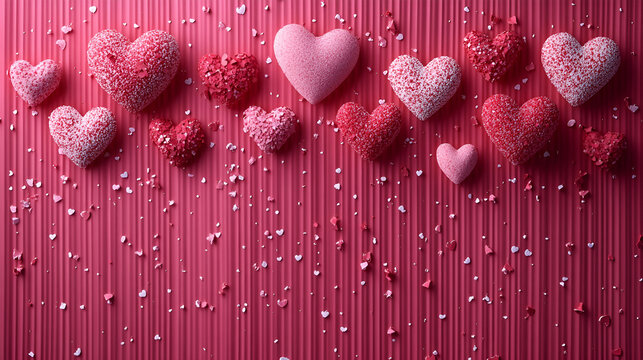 Valentine’s Day-themed wallpaper featuring pink and red diagonal or vertical stripes with cut-out style lines, romantic and bold pattern, ideal for backgrounds, wrapping paper, or festive decor.

