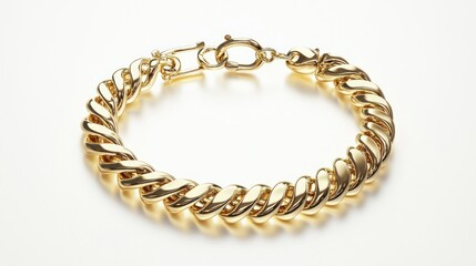 Fototapeta premium Gold bracelet with a thick, intertwined chain design