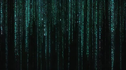 Abstract Technology Background. Binary data and streaming code. 3d animation, binary - Powered by Adobe